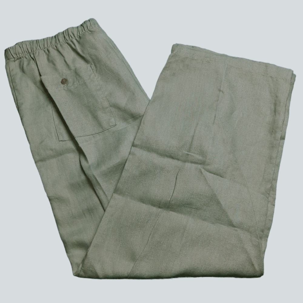 Chadwick's Pale Green Linen Wide Leg Pants SZ 14 - Picture 2 of 10